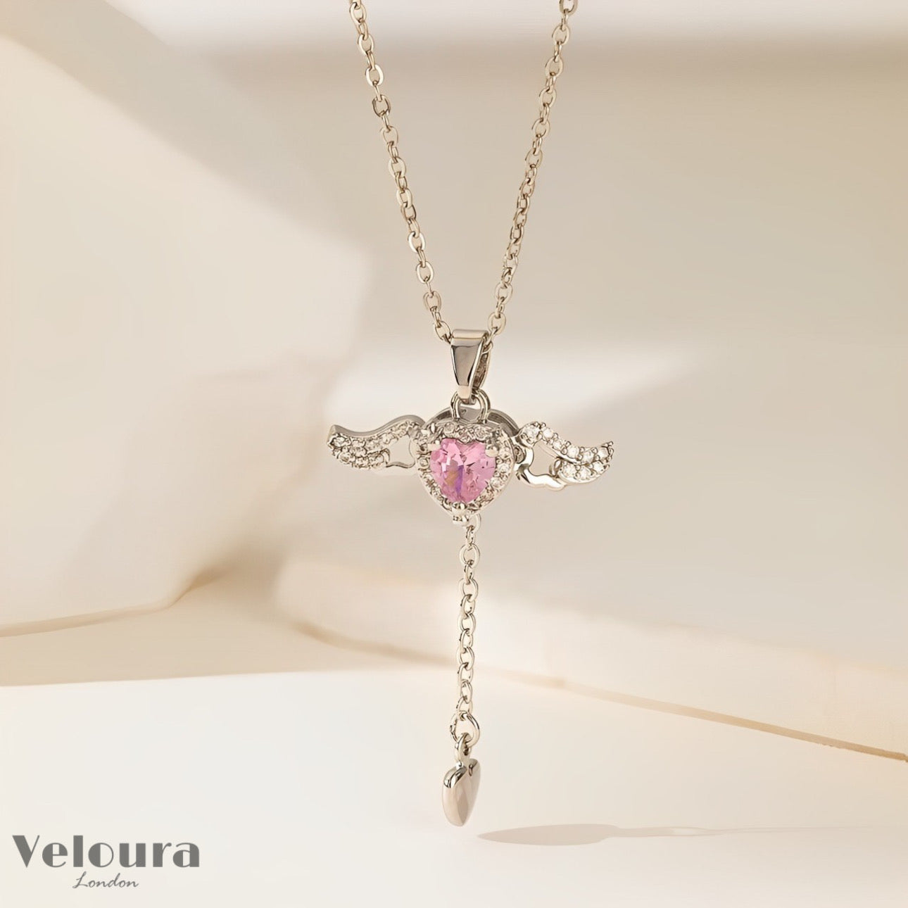 Veloura™ Crystal Heart Wings Necklace